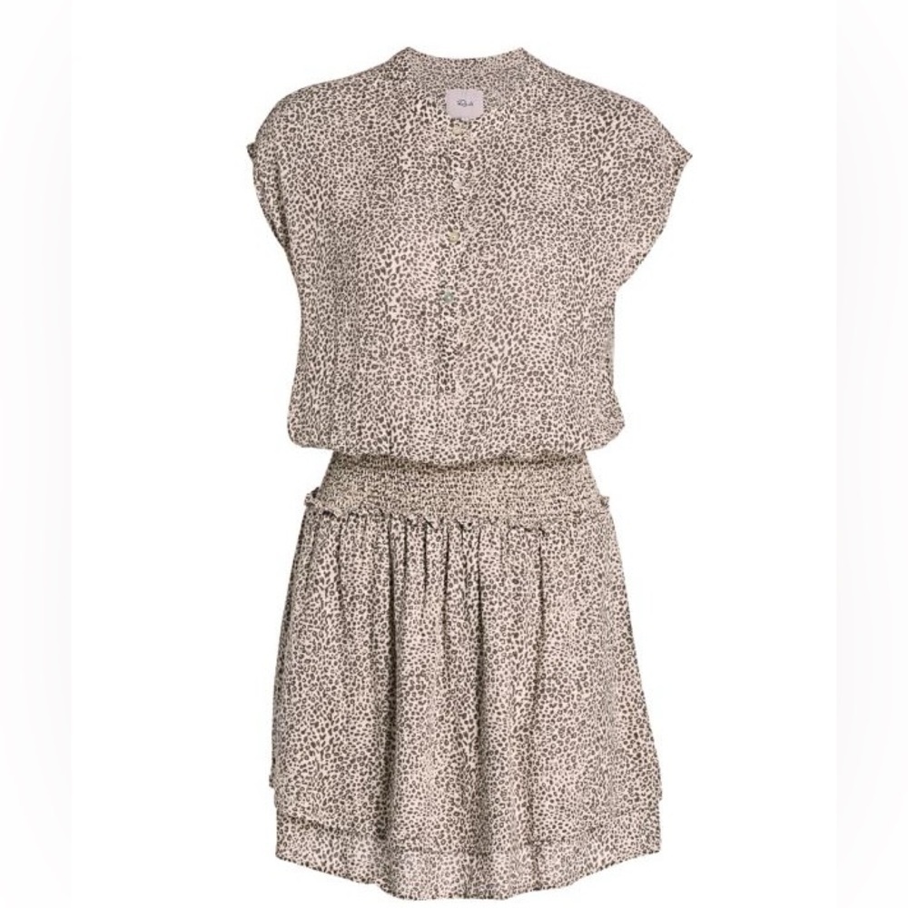 RAILS Angelina Sand Cheetah Print Smocked Dress Revolve